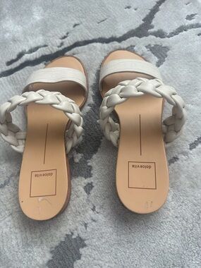 Dolce Vita Cream Braided Two-Band Slide Sandals